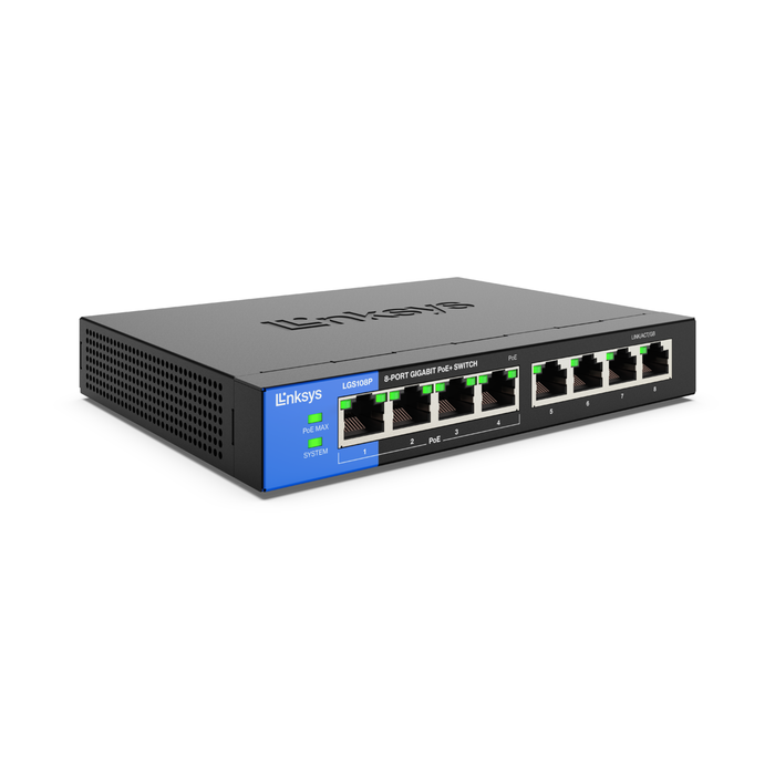Thiết bị chuyển mạch switch Linksys LGS108P PoE+ - Chính hãng