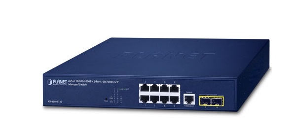 8-Port 10/100/1000T + 2-Port 100/1000X SFP Managed Switch PLANET GS-4210-8T2S-1