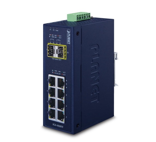 8-Port 10/100/1000T + 2 1000X SFP Ethernet Switch PLANET IGS-1020TF-1