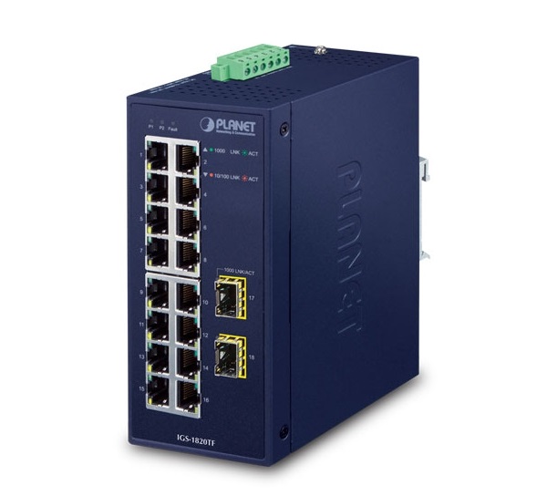 16-Port 10/100/1000T + 2-Port 1000X SFP Switch PLANET IGS-1820TF-1