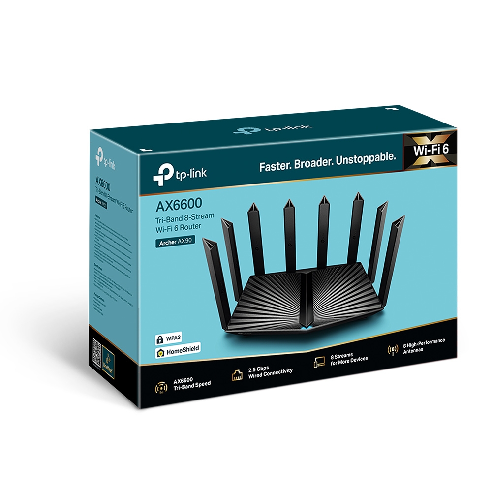 Thiết bị định tuyến và Wifi | Router TP-Link Ba Băng Tần Wi-Fi 6 AX90 | Archer AX90-1