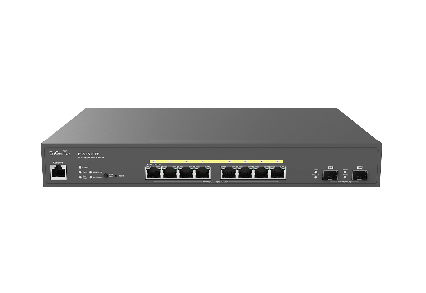 Thiết bị chuyển mạch EnGenius ECS2510FP - Cloud Managed 8-Port 240W PoE+ Multi-Gig 2.5 Gb Switch