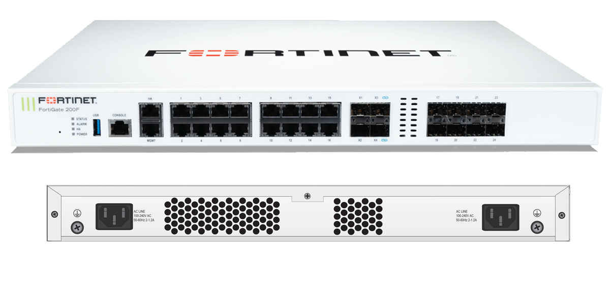 Thiết bị Firewall FG-200F. FortiGate 200F with 18 x GE RJ45, 8 x GE SFP slots, 4 x 10GE SFP+ slots