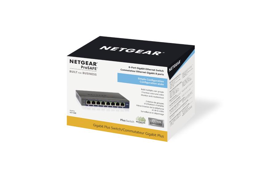 Thiết bị chuyển mạch 8-Port Gigabit Ethernet Plus Switch NETGEAR GS108E-1