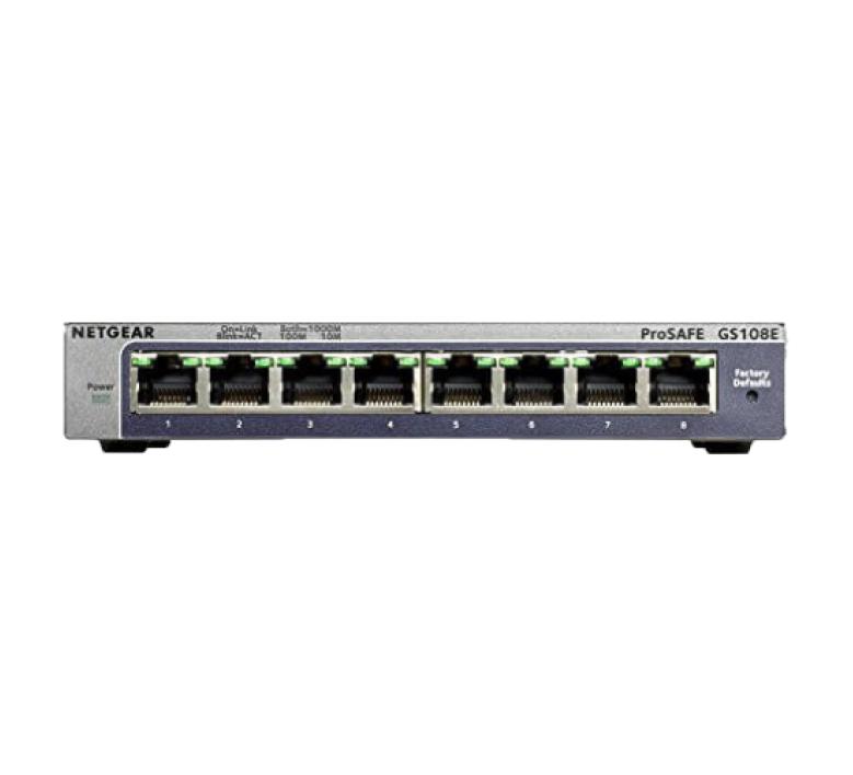 Thiết bị chuyển mạch 8-Port Gigabit Ethernet Plus Switch NETGEAR GS108E-1
