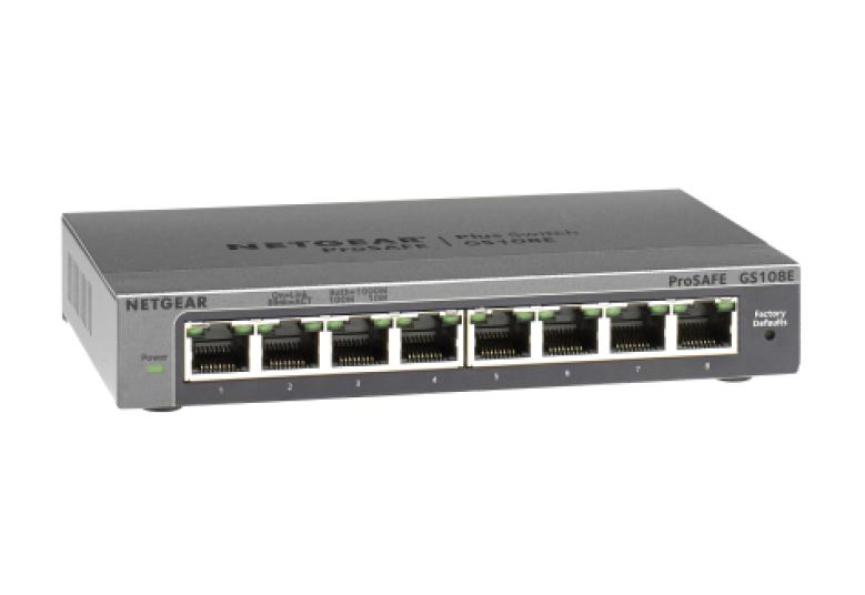 Thiết bị chuyển mạch 8-Port Gigabit Ethernet Plus Switch NETGEAR GS108E-1
