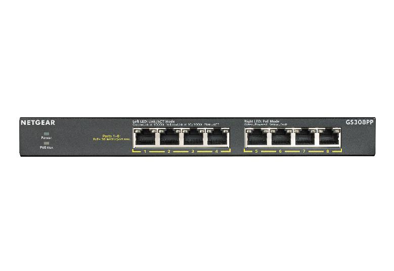 Thiết bị chuyển mạch 8-Port Gigabit Ethernet Unmanaged High-Power Flex PoE+ Switch NETGEAR GS308PP-1
