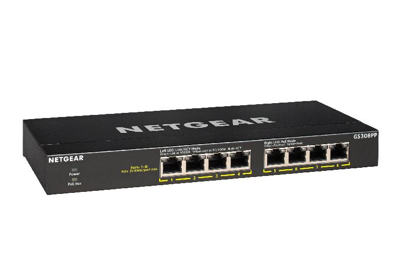 Thiết bị chuyển mạch 8-Port Gigabit Ethernet Unmanaged High-Power Flex PoE+ Switch NETGEAR GS308PP-1