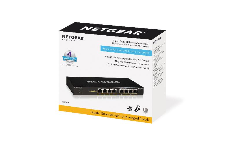 Thiết bị chuyển mạch 8-Port Gigabit Ethernet Unmanaged High-Power Flex PoE+ Switch NETGEAR GS308PP-1