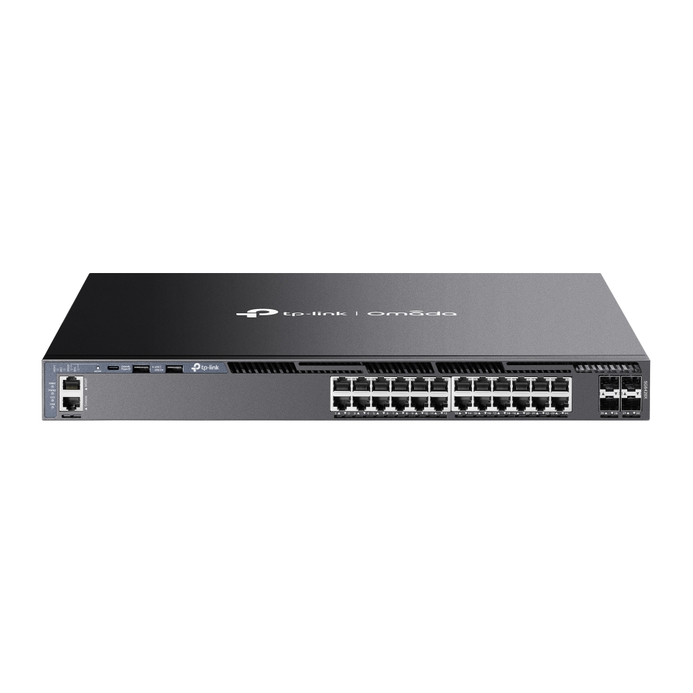 Thiết bị chuyển mạch Switch TP-Link SG6428X | Switch Managed L3 Omada 24 Cổng Gigabit Có Thể Xếp Chồng với 4 Khe Cắm 10G