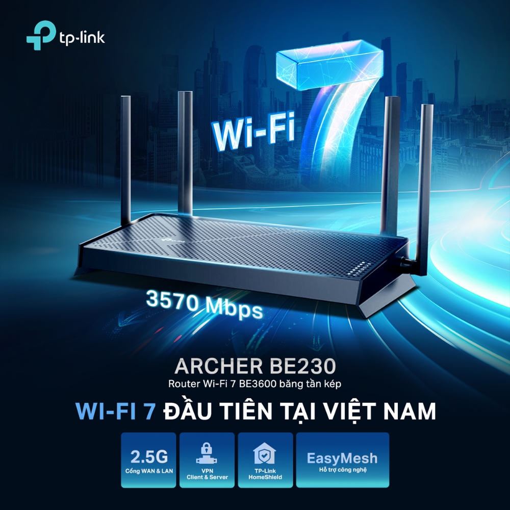 Thiết bị định tuyến Router Wifi Archer BE230 (Router Wi-Fi 7 Băng Tần Kép BE3600)-1