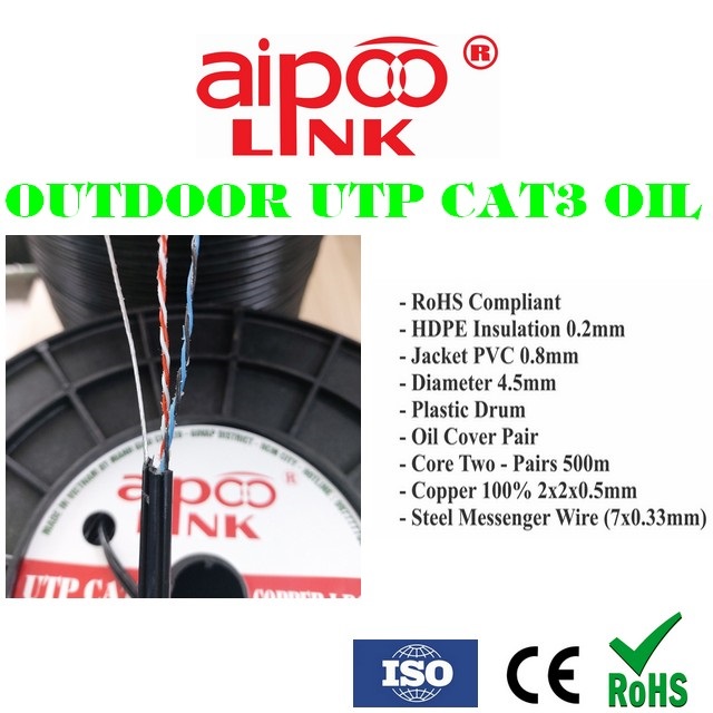 Cáp điện thoại Outdoor Aipoo Link Oil UTP CAT3 2-Pair-1