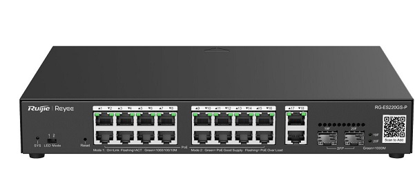 20-Port Gigabit Smart Cloud Managed PoE Switch RUIJIE RG-ES220GS-P-1