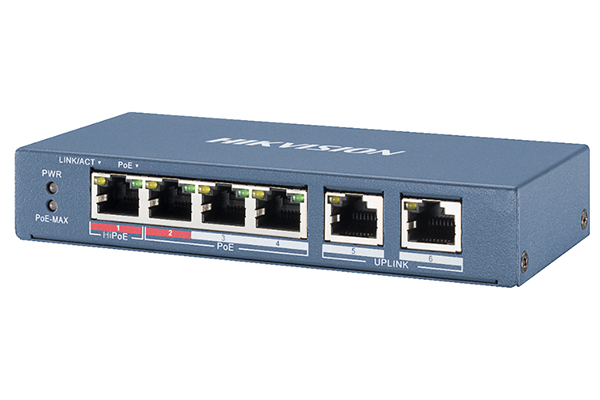 4-port 10/100Mbps Switch PoE + 2-port Uplink HIKVISION DS-3E0106HP-E-1