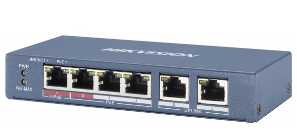 4-port 10/100Mbps Unmanaged PoE Switch HIKVISION DS-3E0106P-E/M-1