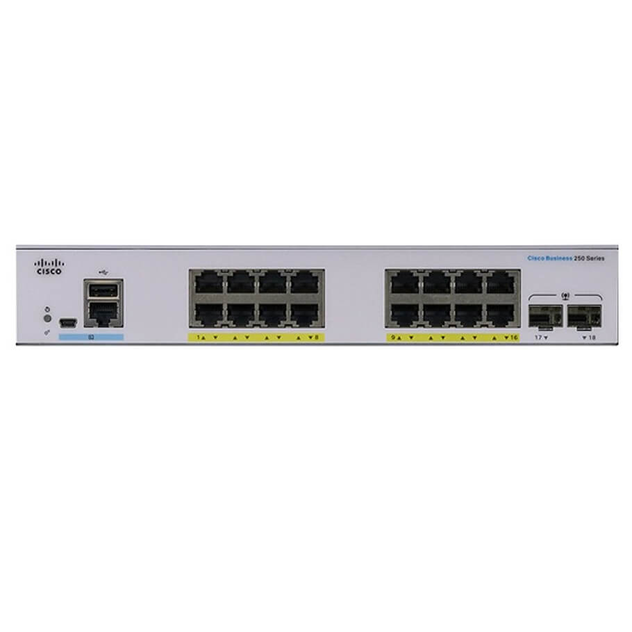 16-Port GE PoE Switch CISCO CBS250-16P-2G-EU-1