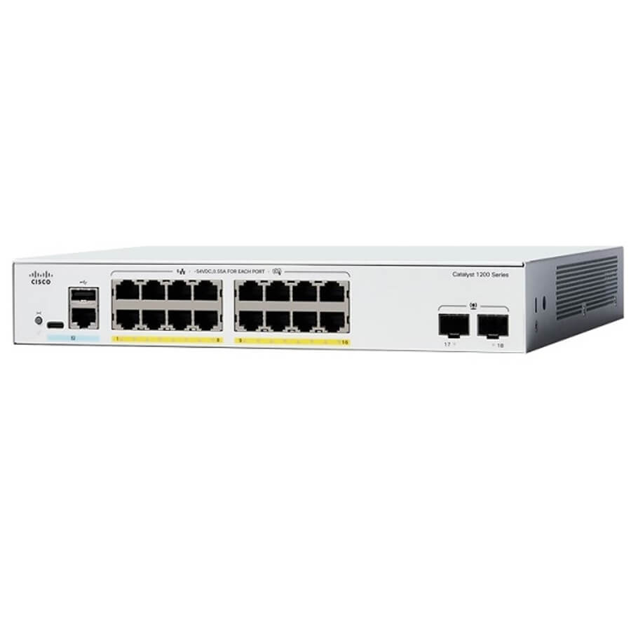 16-Port GE PoE+ + 2-Port Gigapit SFP Switch Cisco C1200-16P-2G