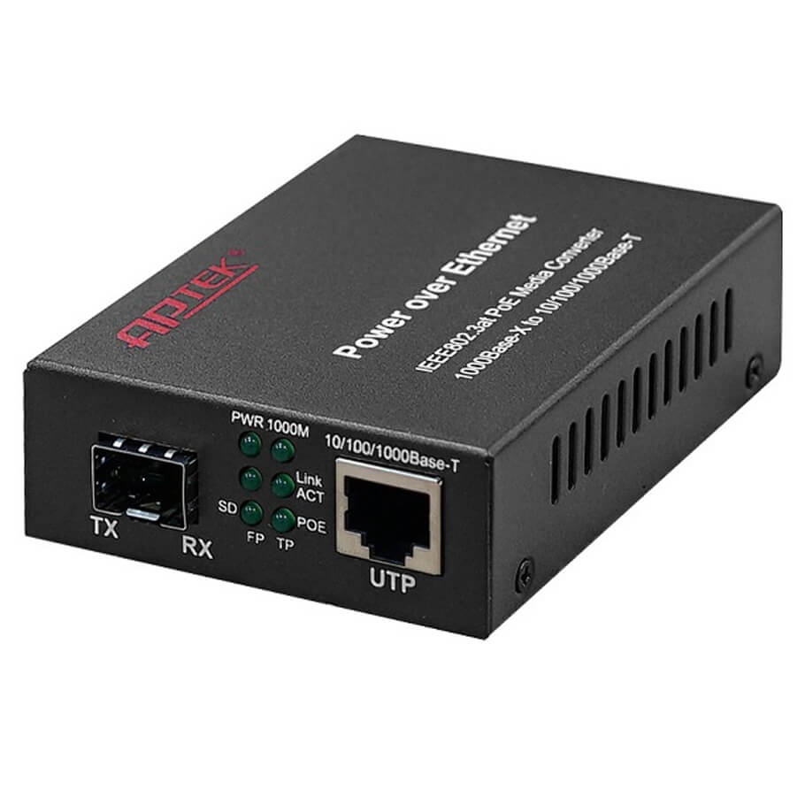 Bộ chuyển đổi quang điện PoE Media Converter APTEK AP110-S-PoE-1
