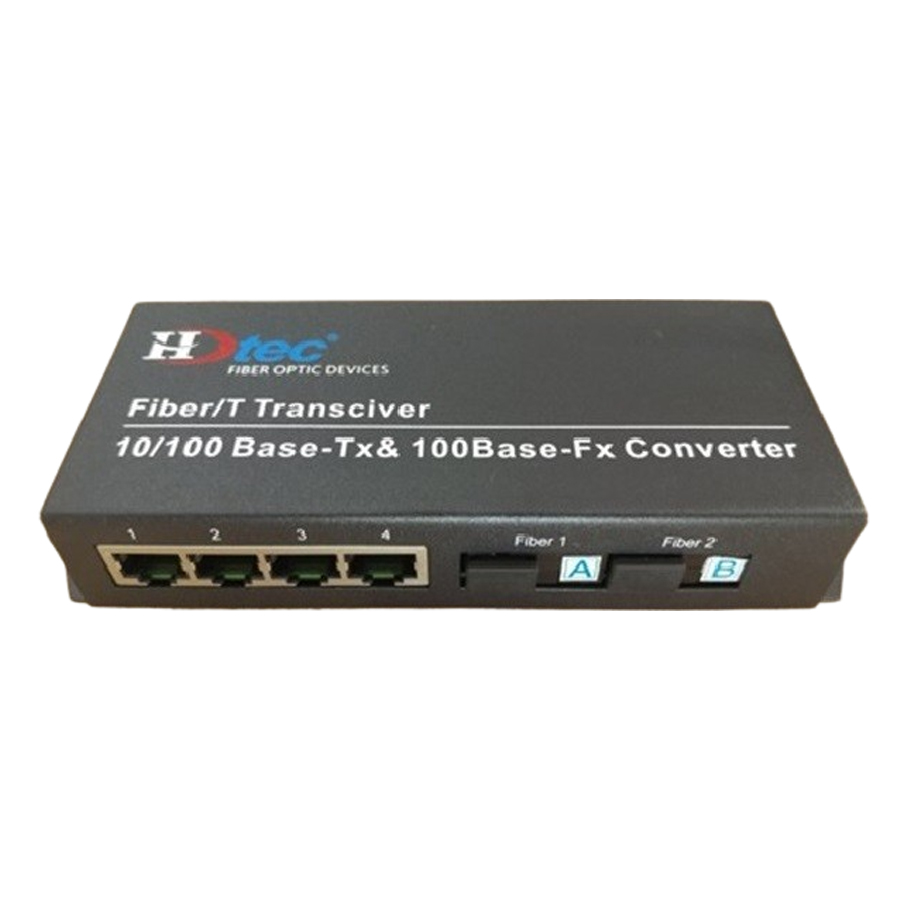 HDTEC Ethernet Converter 2 cổng quang 4 cổng RJ45 100Mbps-1