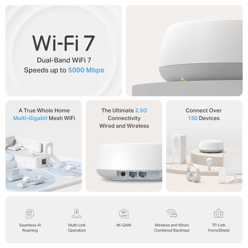 Thiết bị phát sóng wifi Mesh TP-Link Deco BE25 | Hệ thống Mesh Wi-Fi 7 BE5000 Cho Gia Đình-5