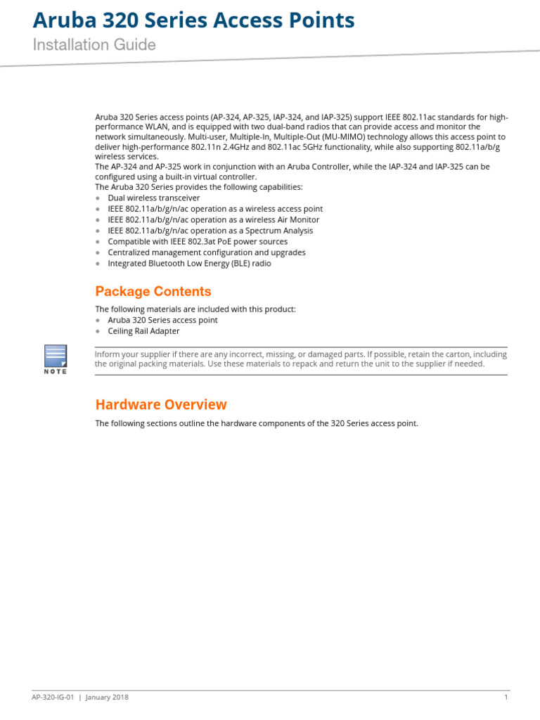 Aruba 320 Series Access Points Guide | PDF | Ieee 802.11 ...