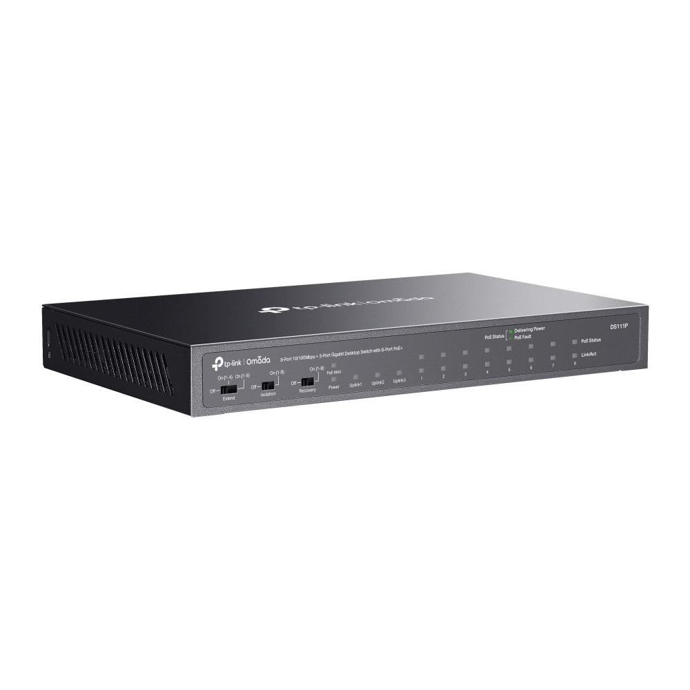 Thiết bị chuyển mạch TP-Link DS111P | Omada 8-Port 10/100Mbps + 3-Port Gigabit Unmanaged Desktop Switch with 8-Port PoE+-3