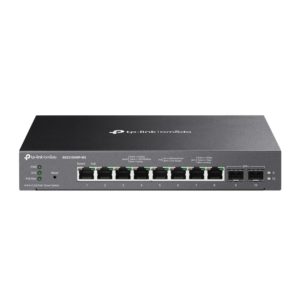 Thiết bị chuyển mạch TP-Link SG2210XMP-M2 | Omada 8-Port 2.5GBASE-T and 2-Port 10GE SFP+ Smart Switch with 8-Port PoE+-1