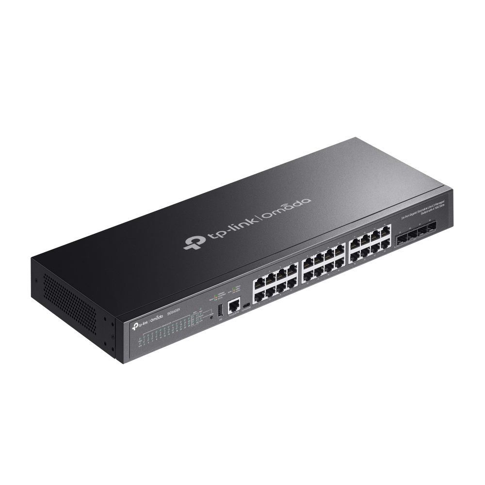 Thiết bị chuyển mạch TP-Link SG5428X | Switch Quản Lý Lite L3 Omada 24 Cổng Gigabit Có Thể Xếp Chồng với 4 Khe Cắm 10G-4