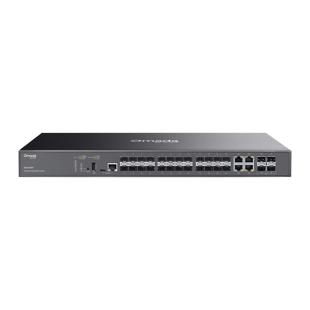Thiết bị chuyển mạch TP-Link SG5428XF | Omada Campus Lite L3 Managed Switch Có thể Xếp chồng 24 khe SFP và 4 khe 10 Gbps SFP+-1