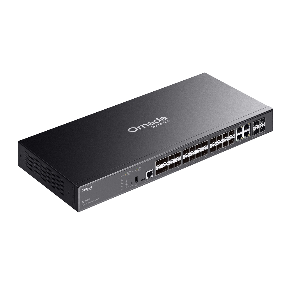 Thiết bị chuyển mạch TP-Link SG5428XF | Omada Campus Lite L3 Managed Switch Có thể Xếp chồng 24 khe SFP và 4 khe 10 Gbps SFP+-4